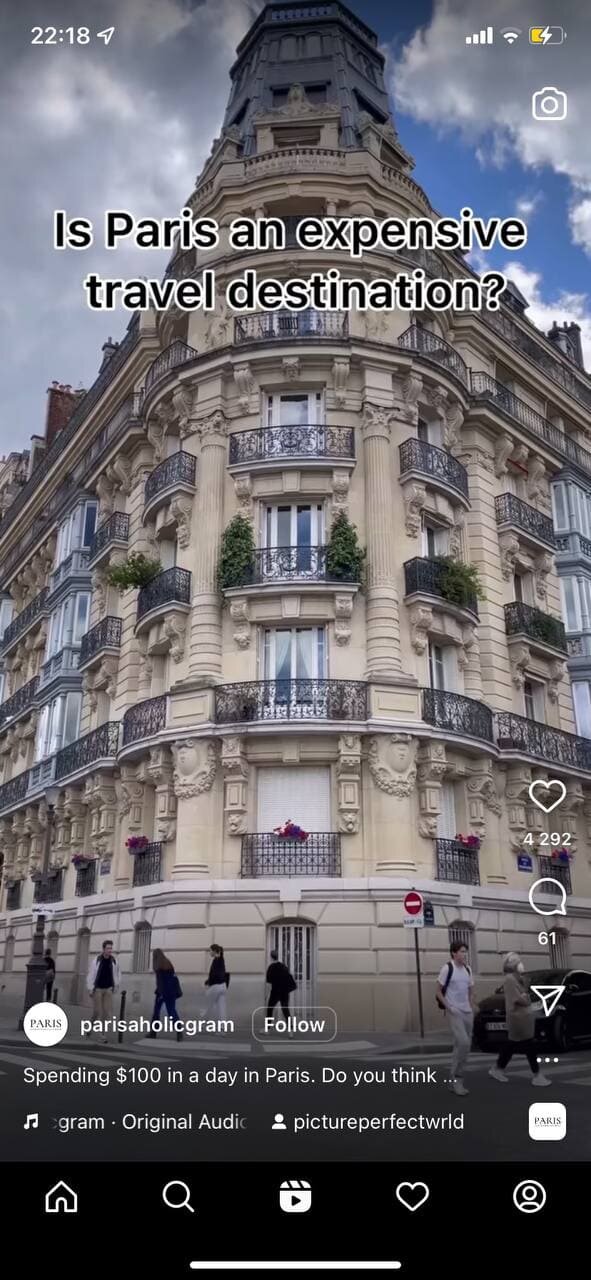 Reels page on Instagram